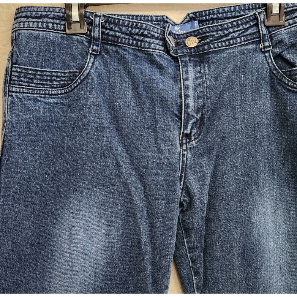 Lilu Blue Lightwashed Boot Cut Embroidered Flat Front Jeans 15R Juniors Stretch - Picture 2 of 5